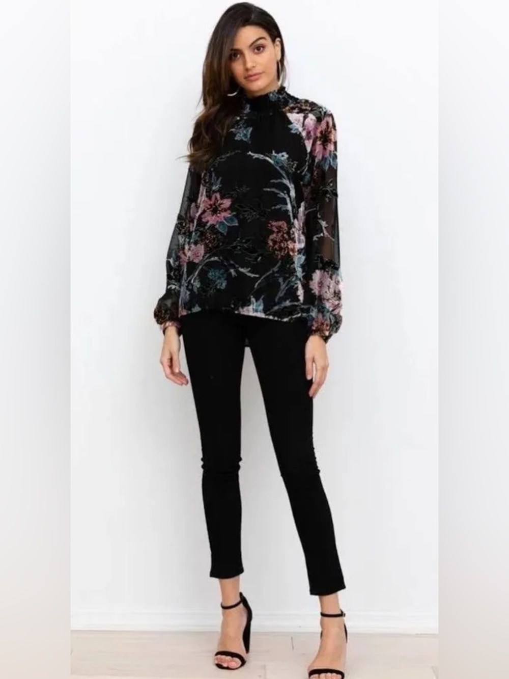 Yumi Kim Anthropologie TIMELESS VELVET BURNOUT LEXINGTON AVE TOP Long Sleeve 300 - Picture 2 of 11